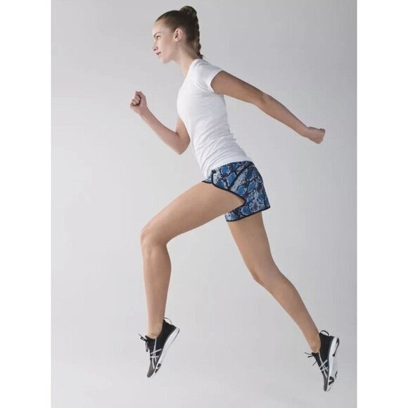 Lululemon Speed Shorts Size 8 | Blue Snake Print | Rare & Trendy - Picture 2 of 16